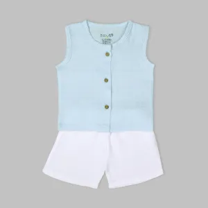 Blue & White Unisex Muslin Set