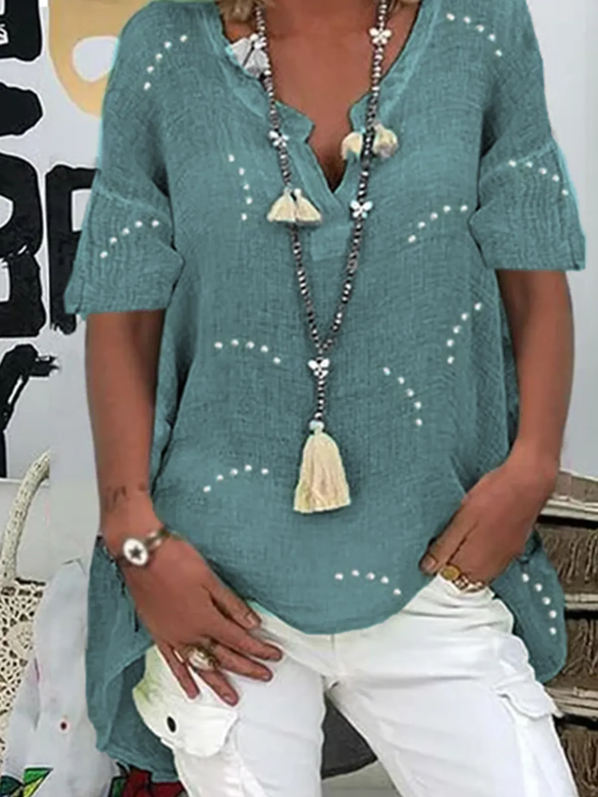 Boho Short Sleeve Shirts & Tops