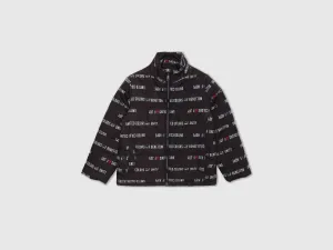 Boys Grey Printed High Neck Jacket