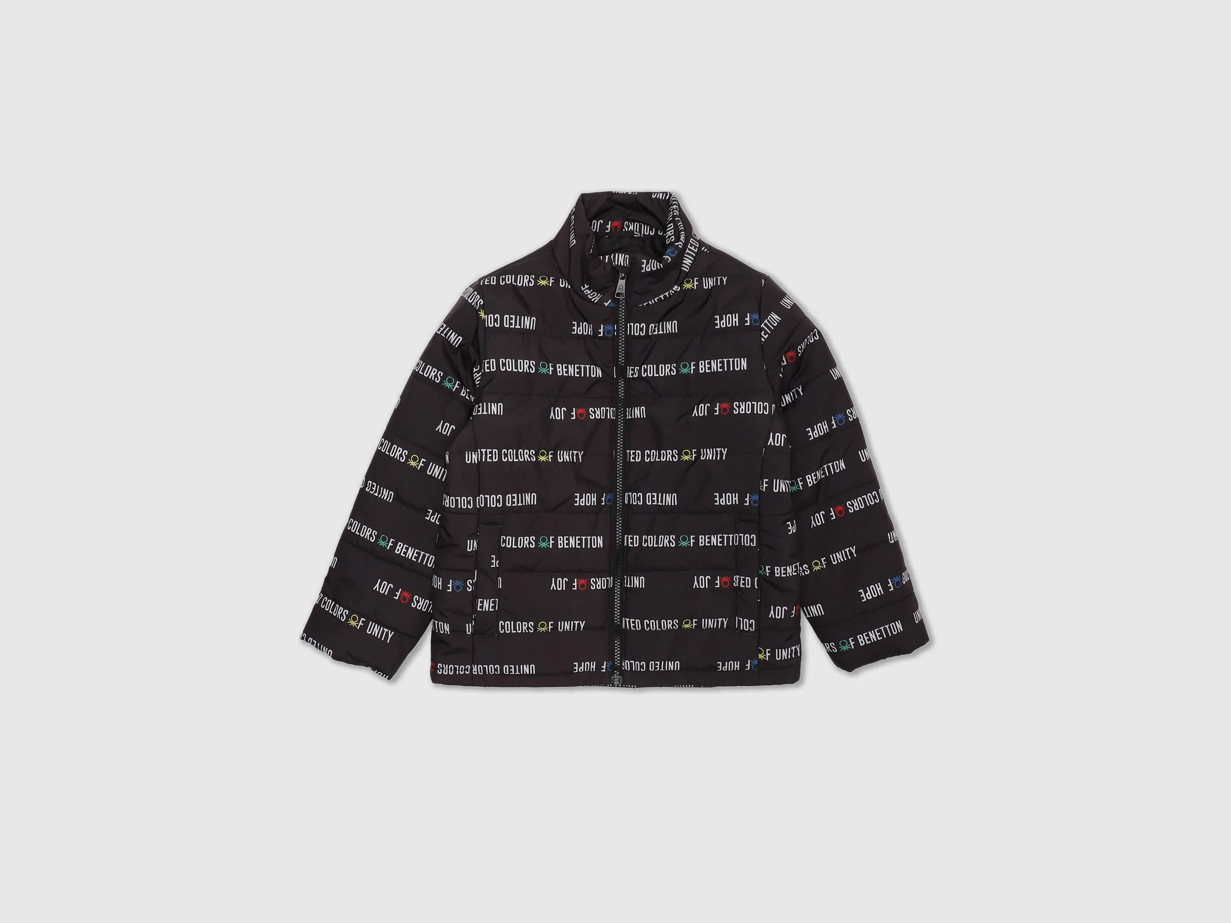 Boys Grey Printed High Neck Jacket