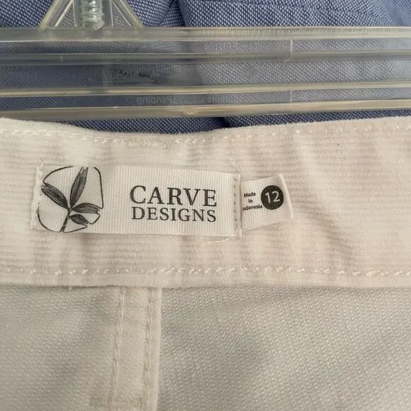Carve Designs Womens Oahu Corduroy Shorts 12 White Mid Rise Cutoff Bohemian