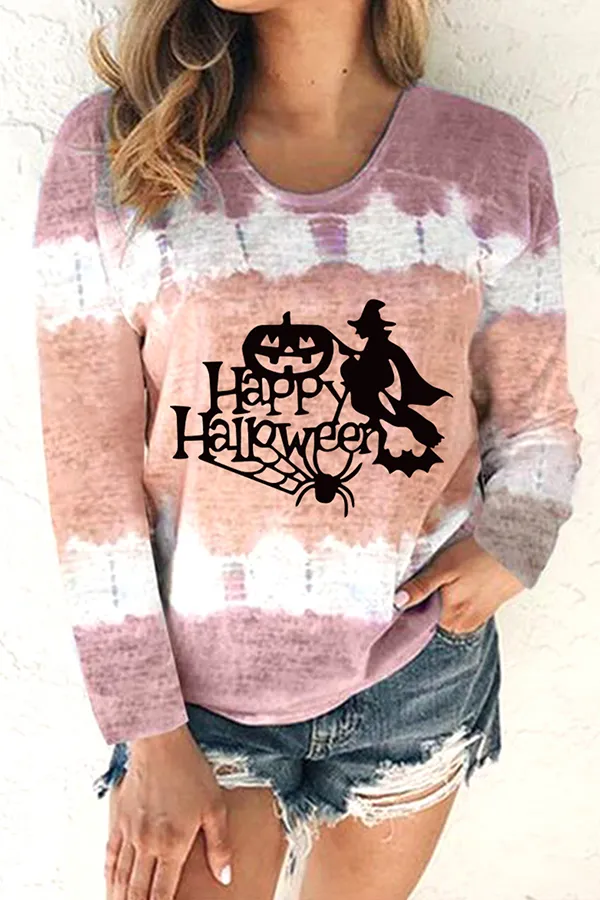 Casual Print Split Joint Basic O Neck Tops