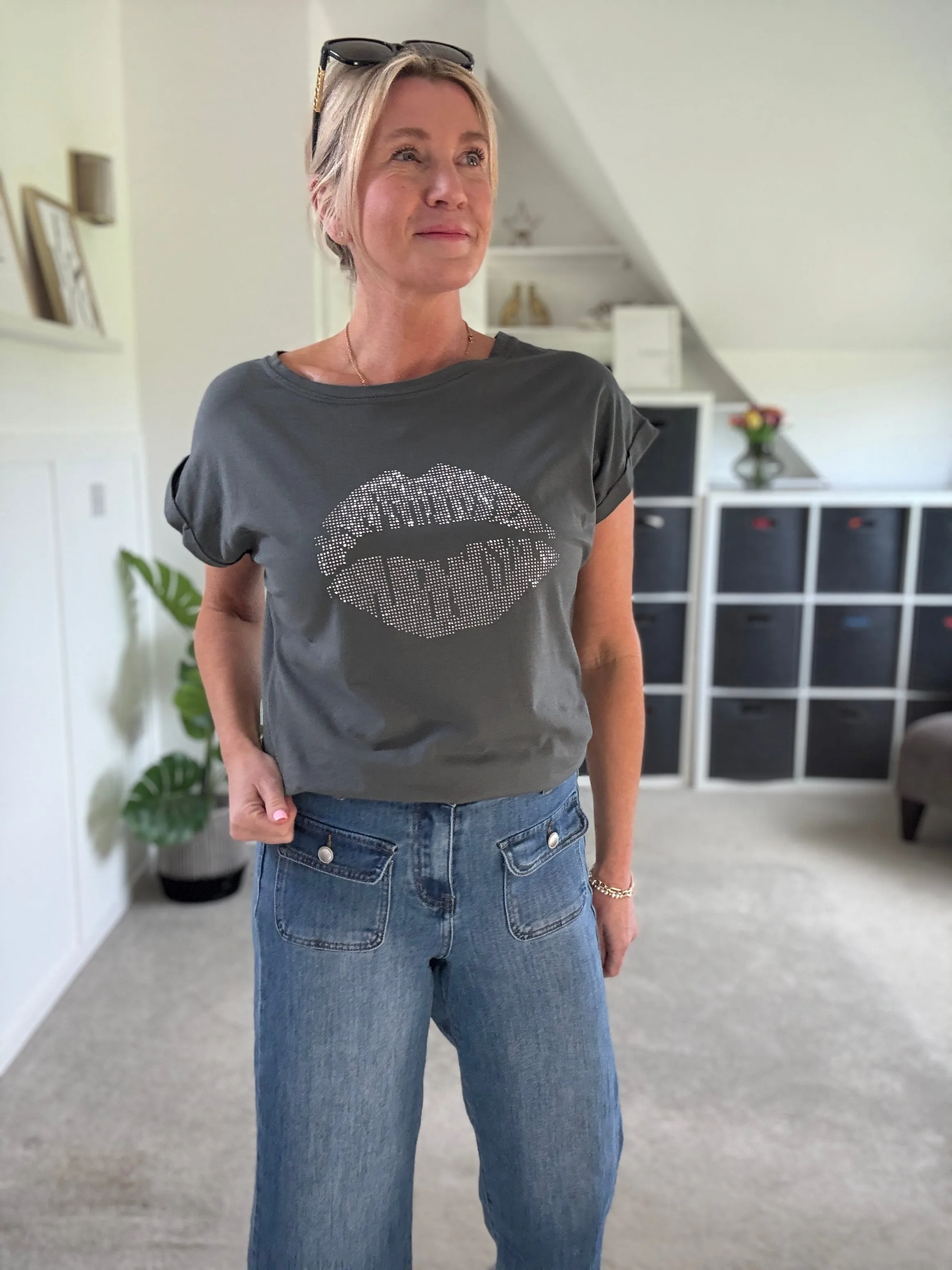 Charcoal Grey Lips T Shirt
