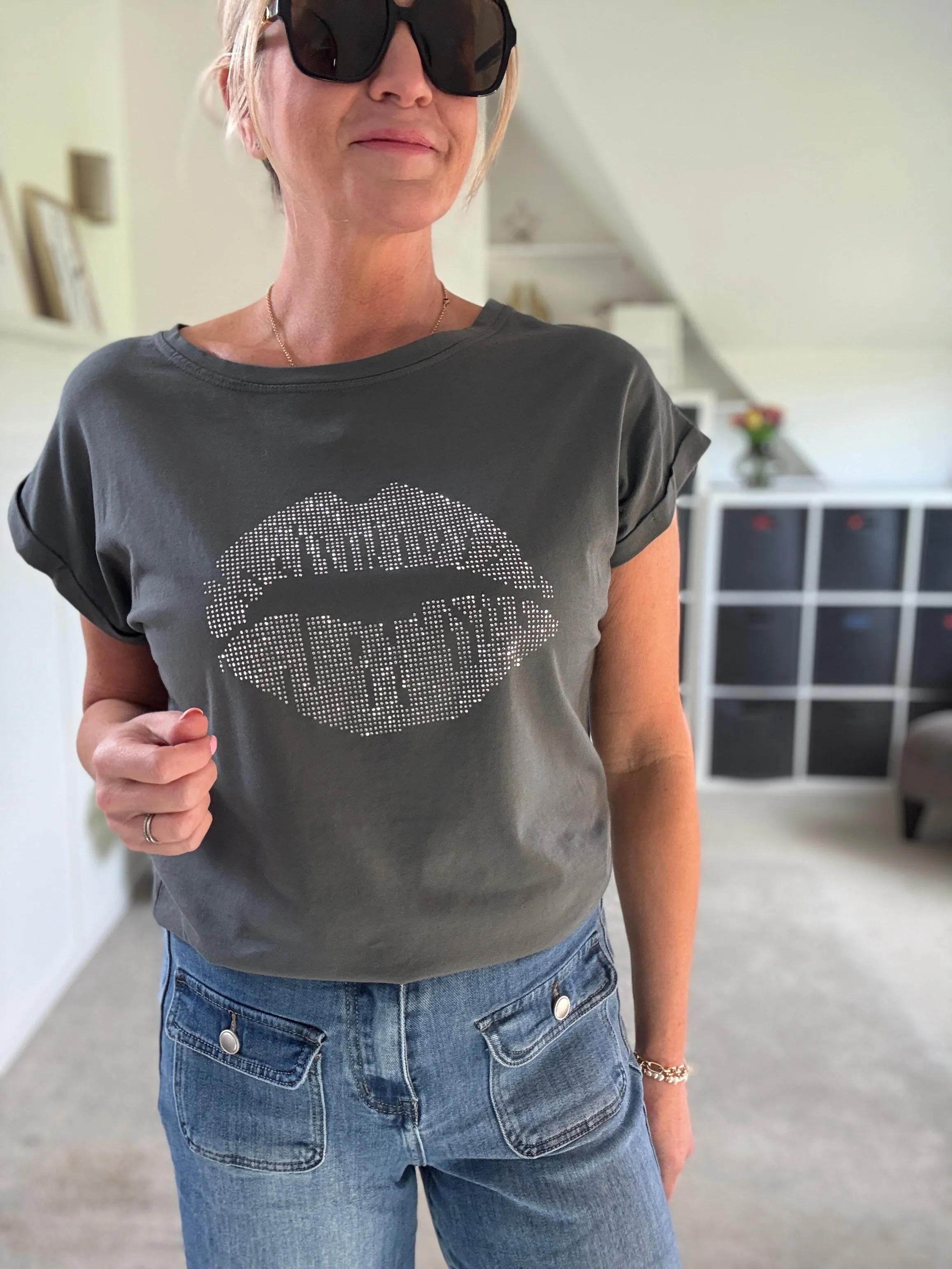 Charcoal Grey Lips T Shirt