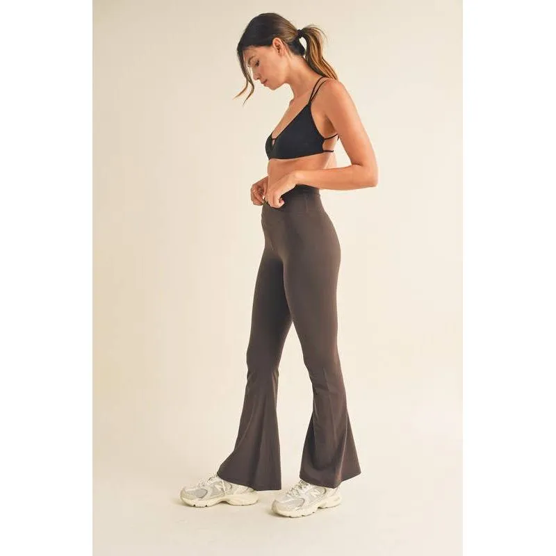 Chocolate High Waist Crossover Flare Legging