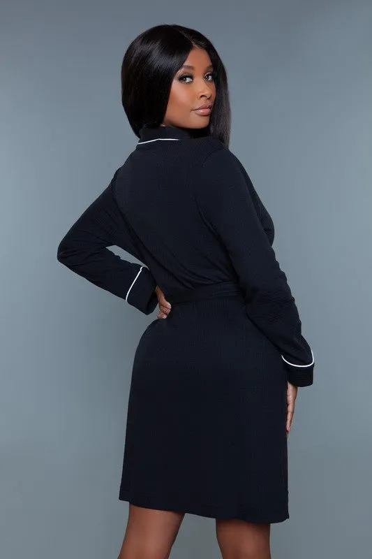 Color Block Waffle Robe – Plus Size Cotton Blend Wrap with Belt & Pockets