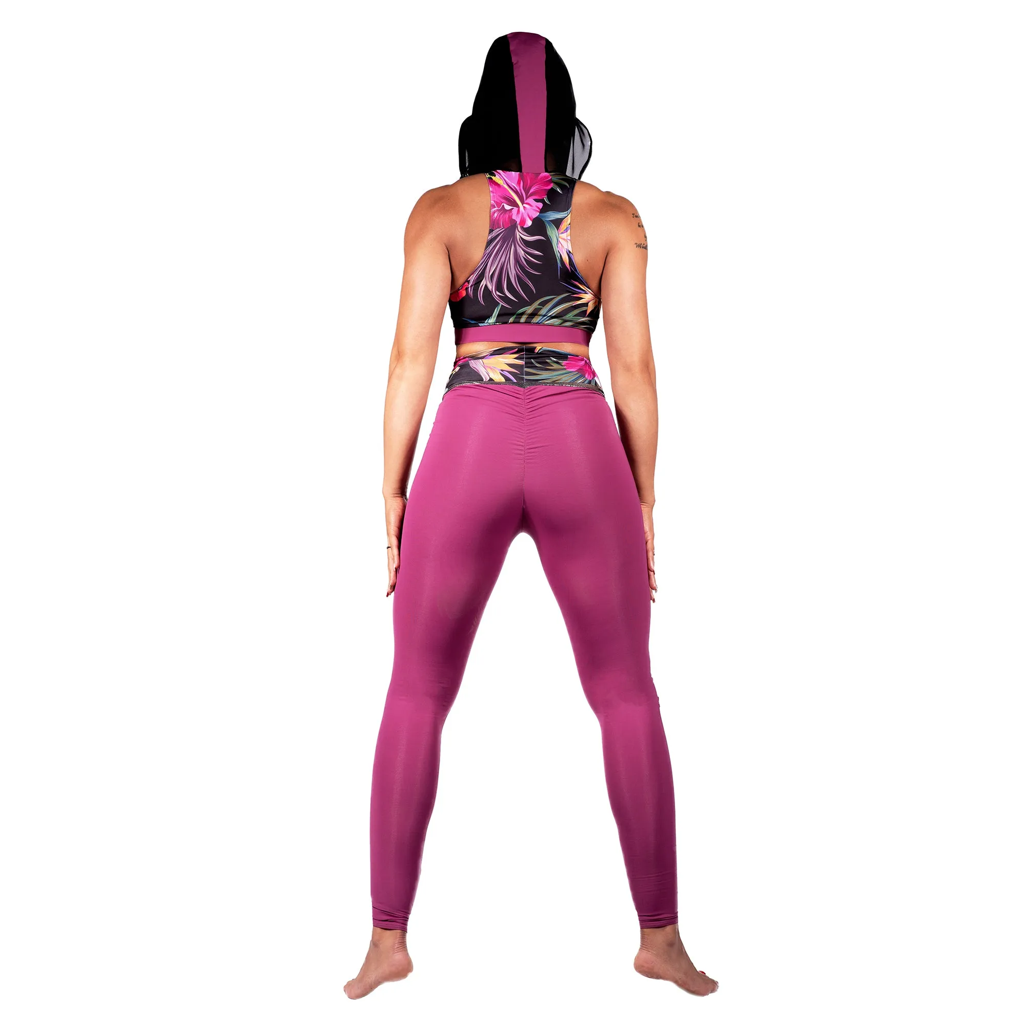 Coretta High Waist Compression Leggings - Flowers / Plum