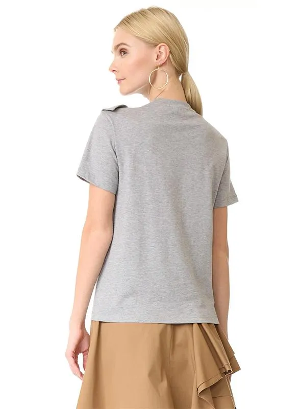 COTTON T-SHIRT SUMMER SOLID GRAY LADY TOPS