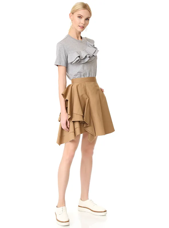 COTTON T-SHIRT SUMMER SOLID GRAY LADY TOPS