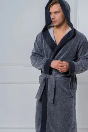 CottonSoft Men’s Hooded Bathrobe – Natural Comfort and Modern Style