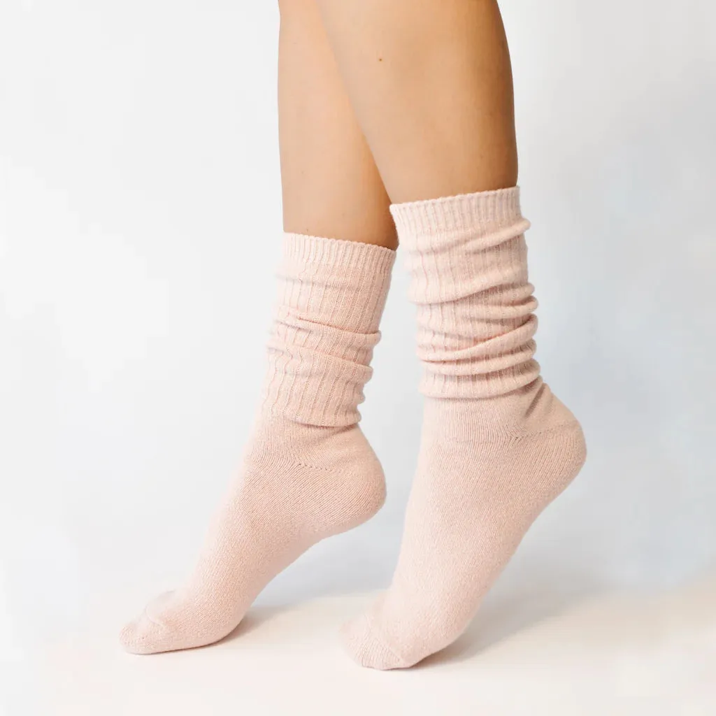 Cozy Earth The Plush Lounge Sock ~ Set of 3 Socks Slate Grey, Cloud and Blush