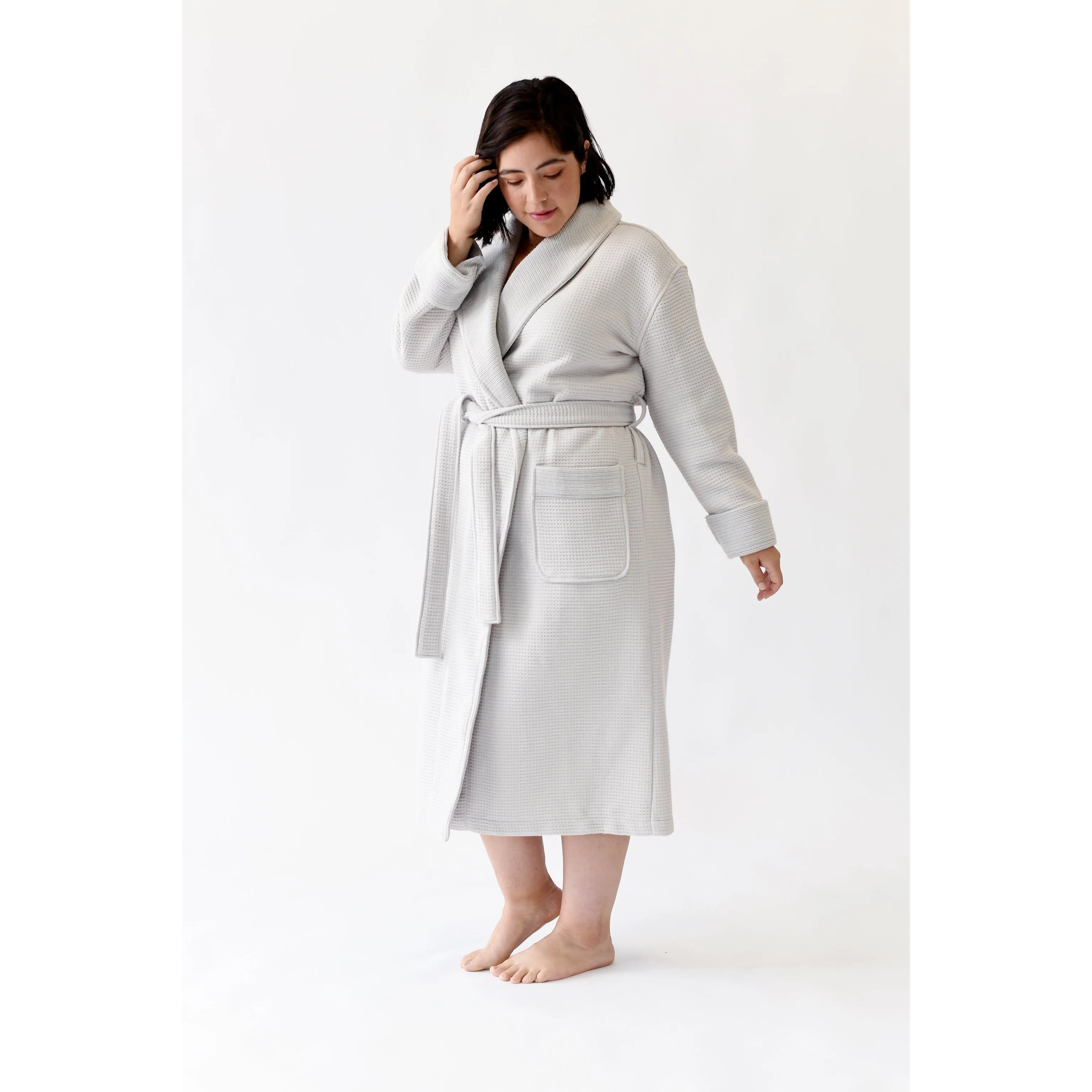 Cozy Earth Waffle Bath Robe Available in Charcoal, White and Light Grey