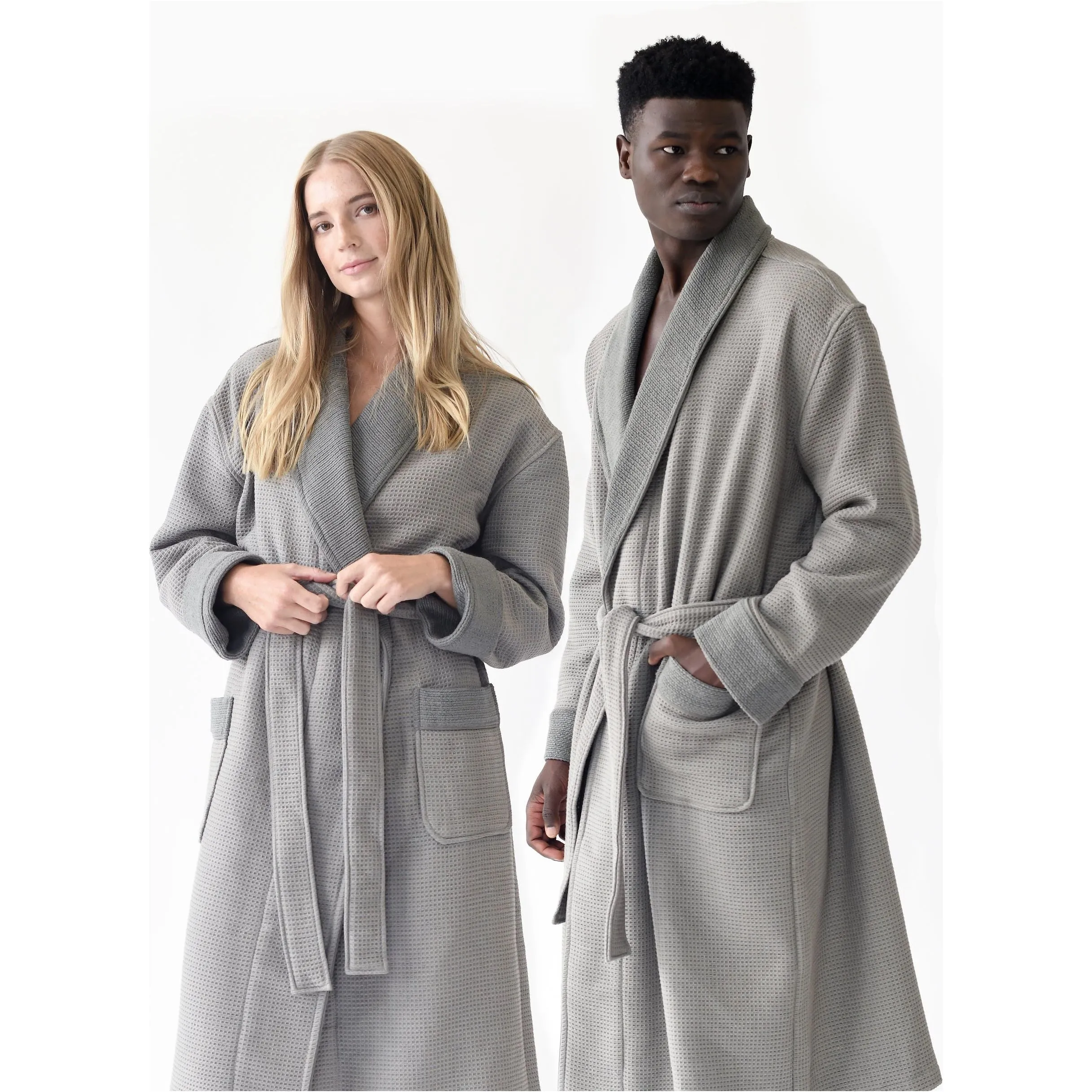 Cozy Earth Waffle Bath Robe Available in Charcoal, White and Light Grey