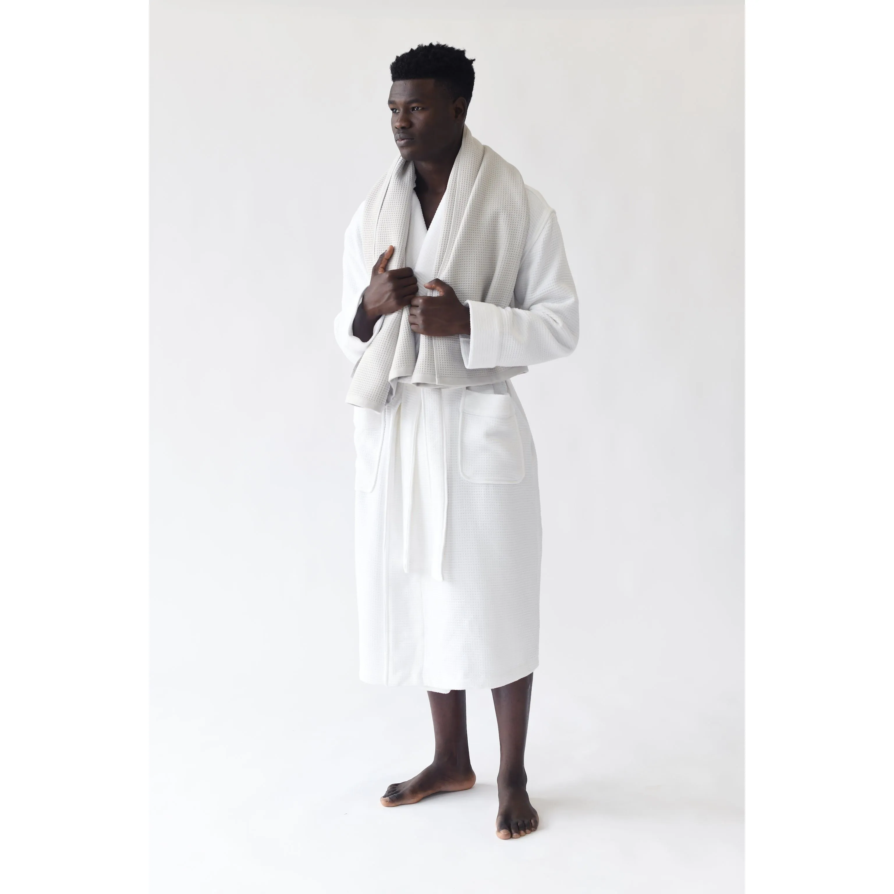 Cozy Earth Waffle Bath Robe Available in Charcoal, White and Light Grey