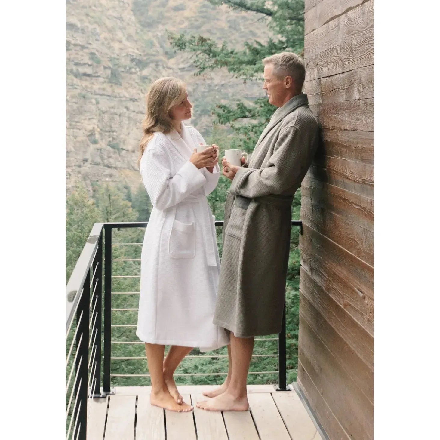 Cozy Earth Waffle Bath Robe Available in Charcoal, White and Light Grey