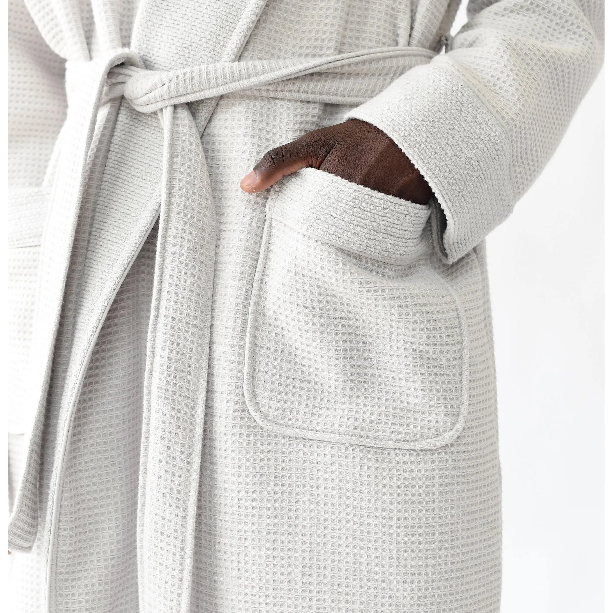 Cozy Earth Waffle Bath Robe Available in Charcoal, White and Light Grey