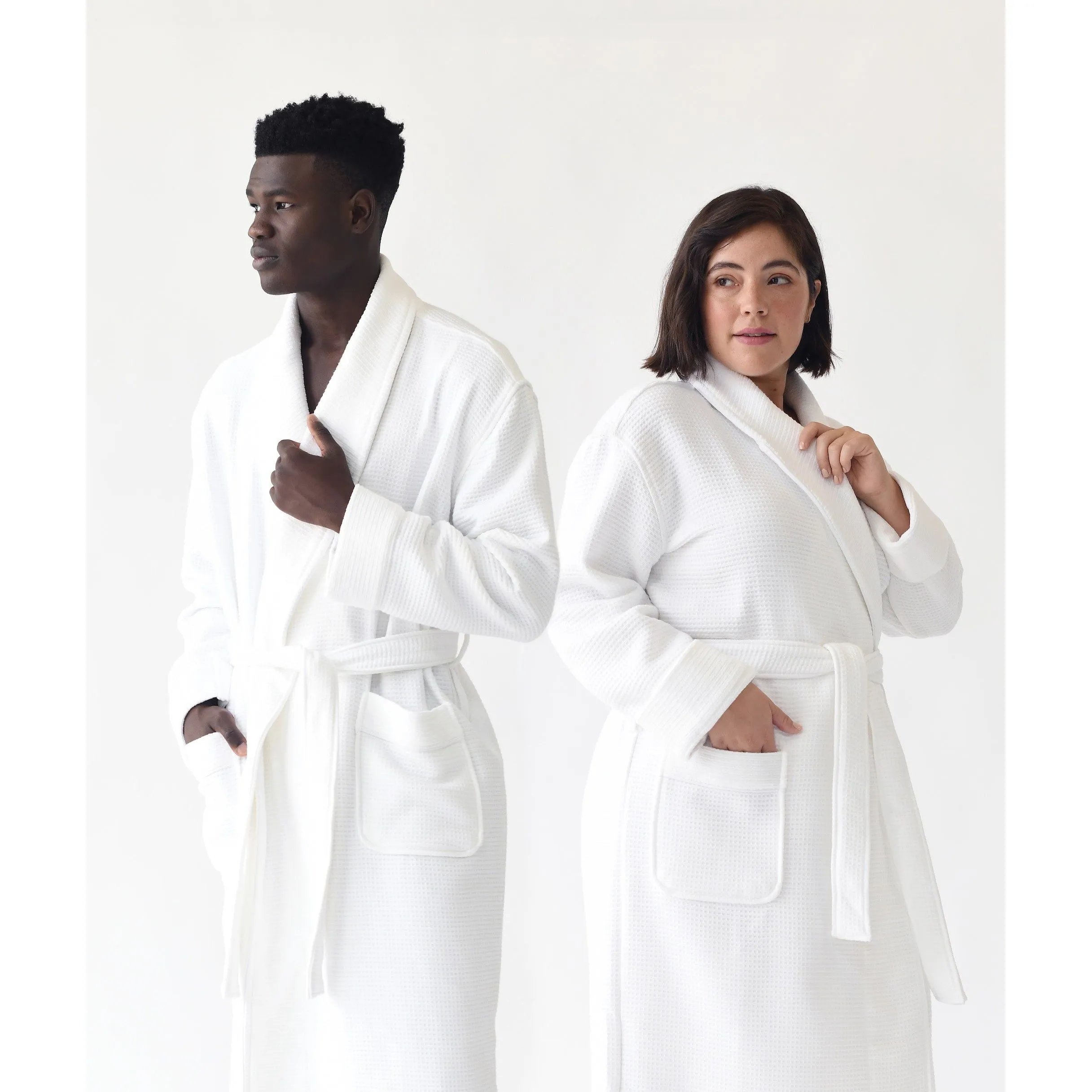 Cozy Earth Waffle Bath Robe Available in Charcoal, White and Light Grey