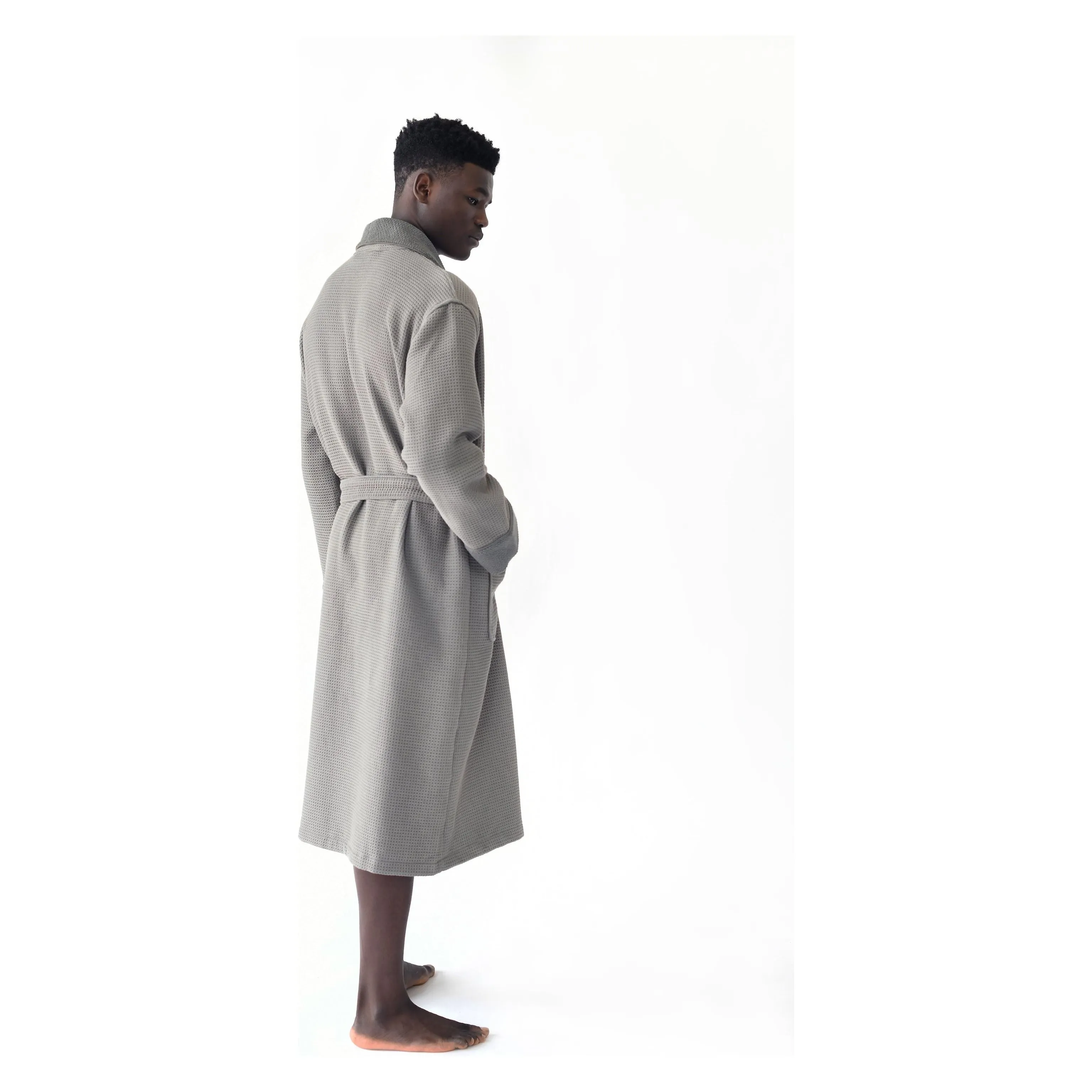 Cozy Earth Waffle Bath Robe Available in Charcoal, White and Light Grey