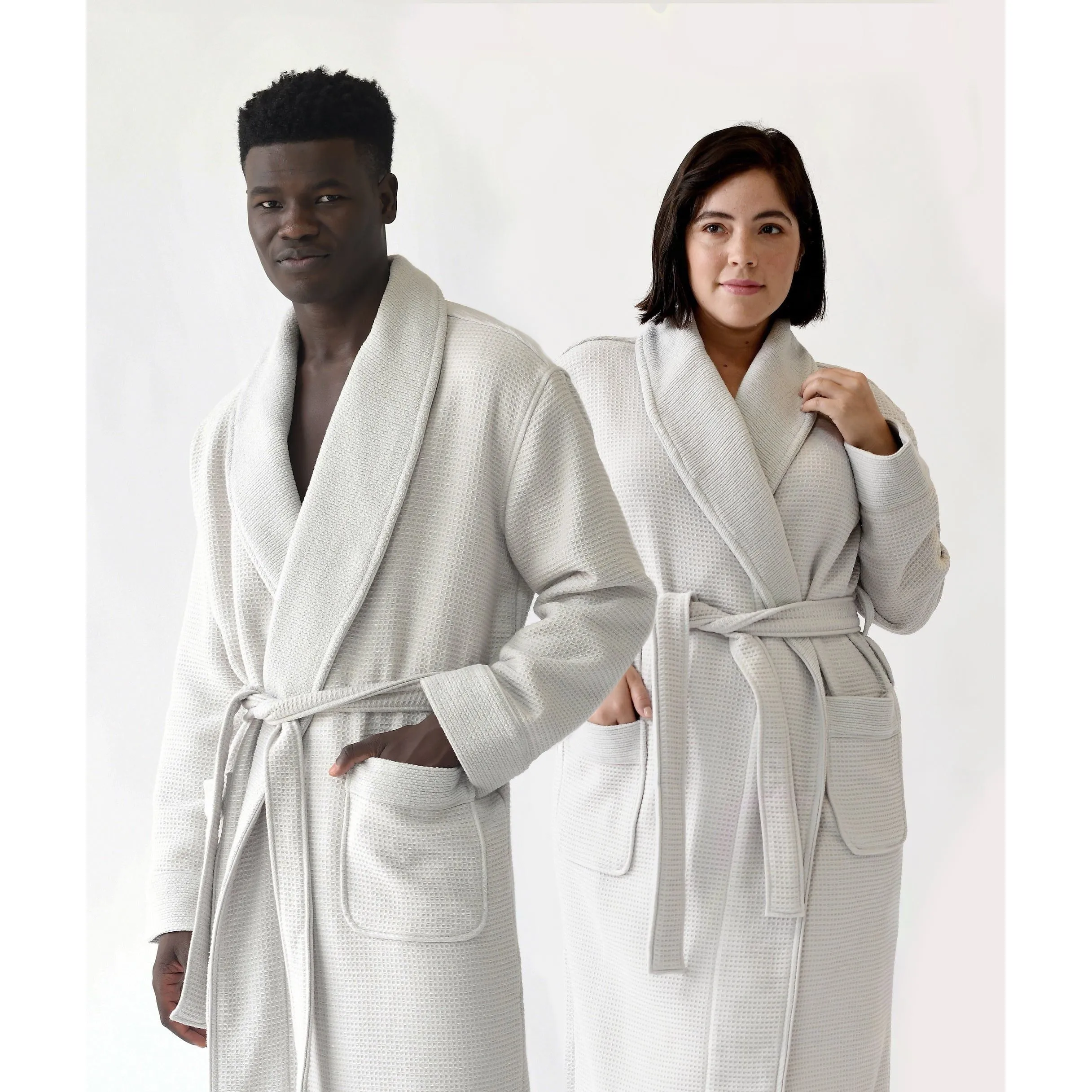 Cozy Earth Waffle Bath Robe Available in Charcoal, White and Light Grey