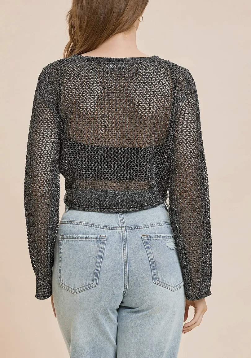 Crochet Long Sleeve Cropped Top