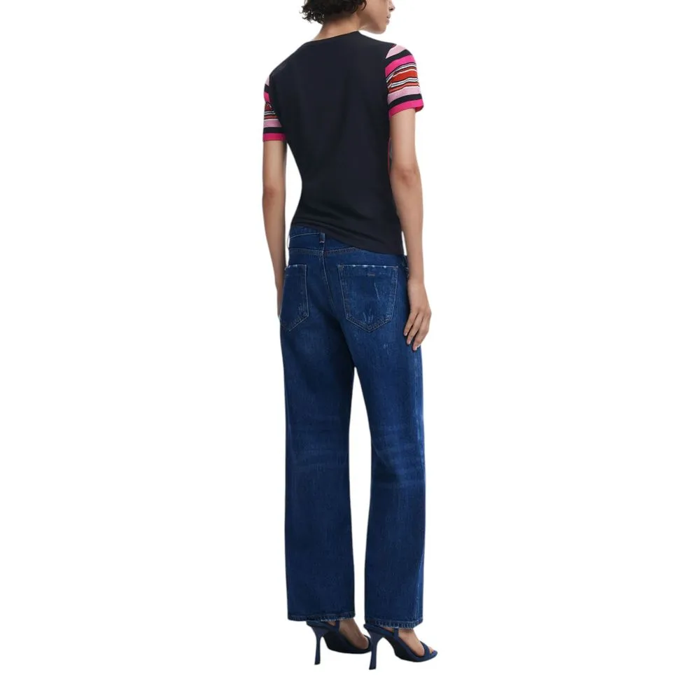 Desigual Black Cotton Tops & T-Shirt