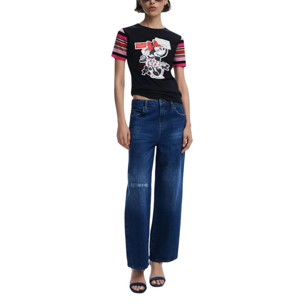 Desigual Black Cotton Tops & T-Shirt