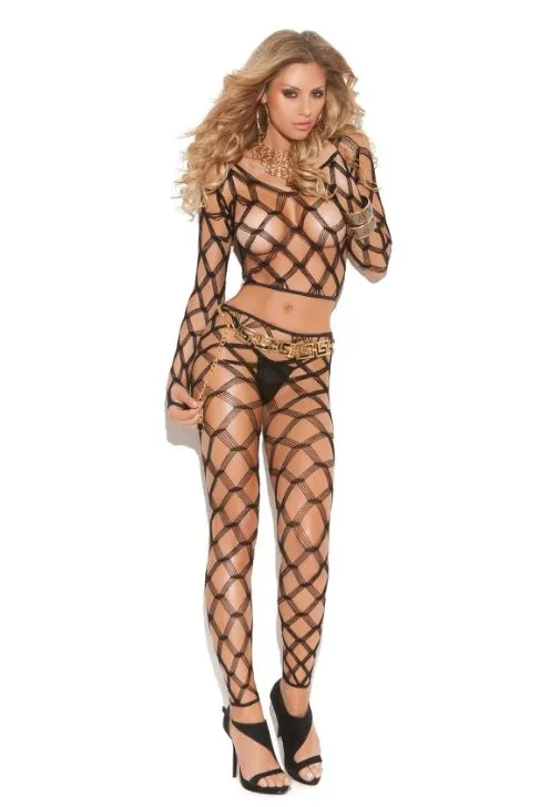 Diamond Net Cami Top and Leggings Black