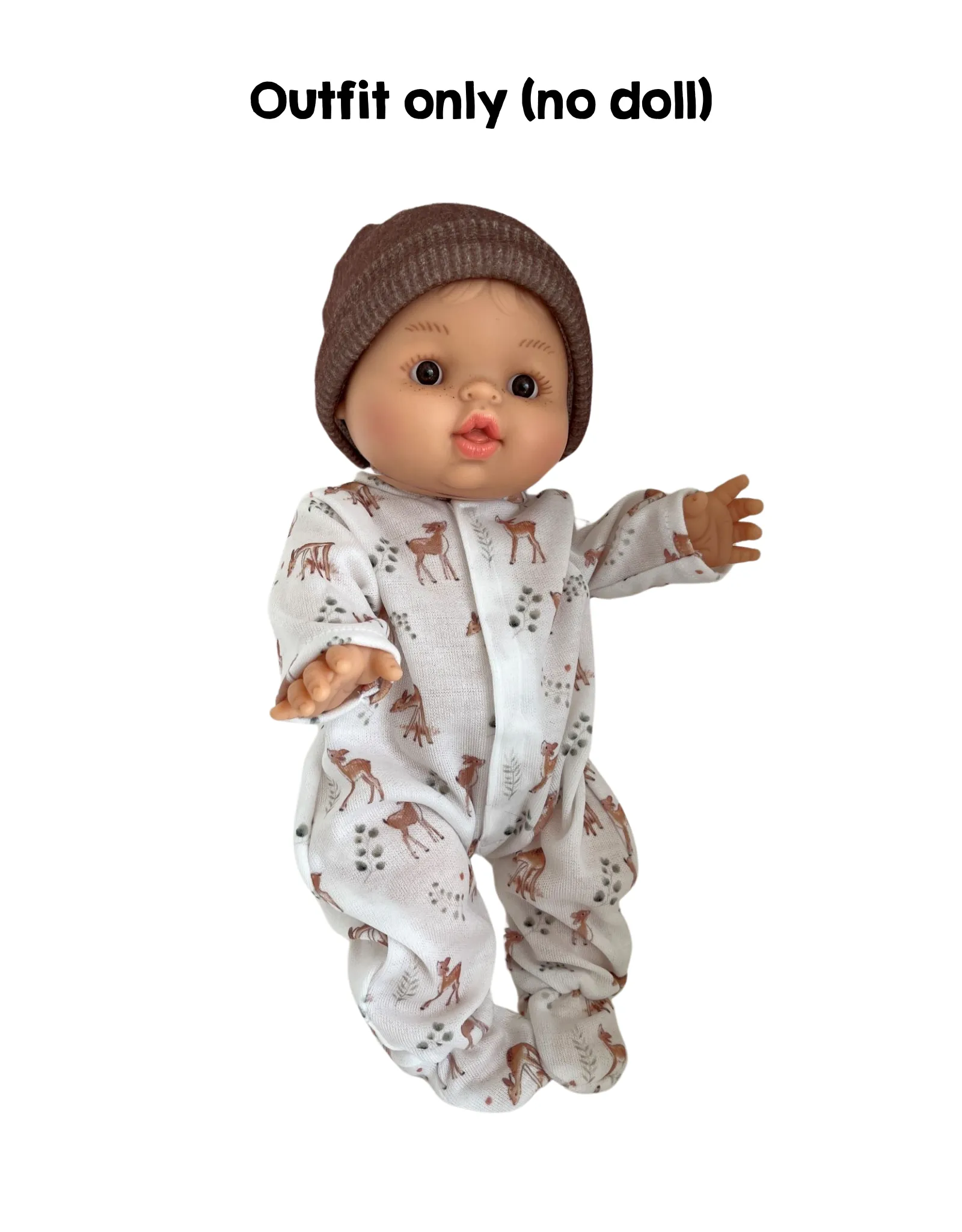 Doll Clothing - Fawn Pajamas and Light Brown Hat