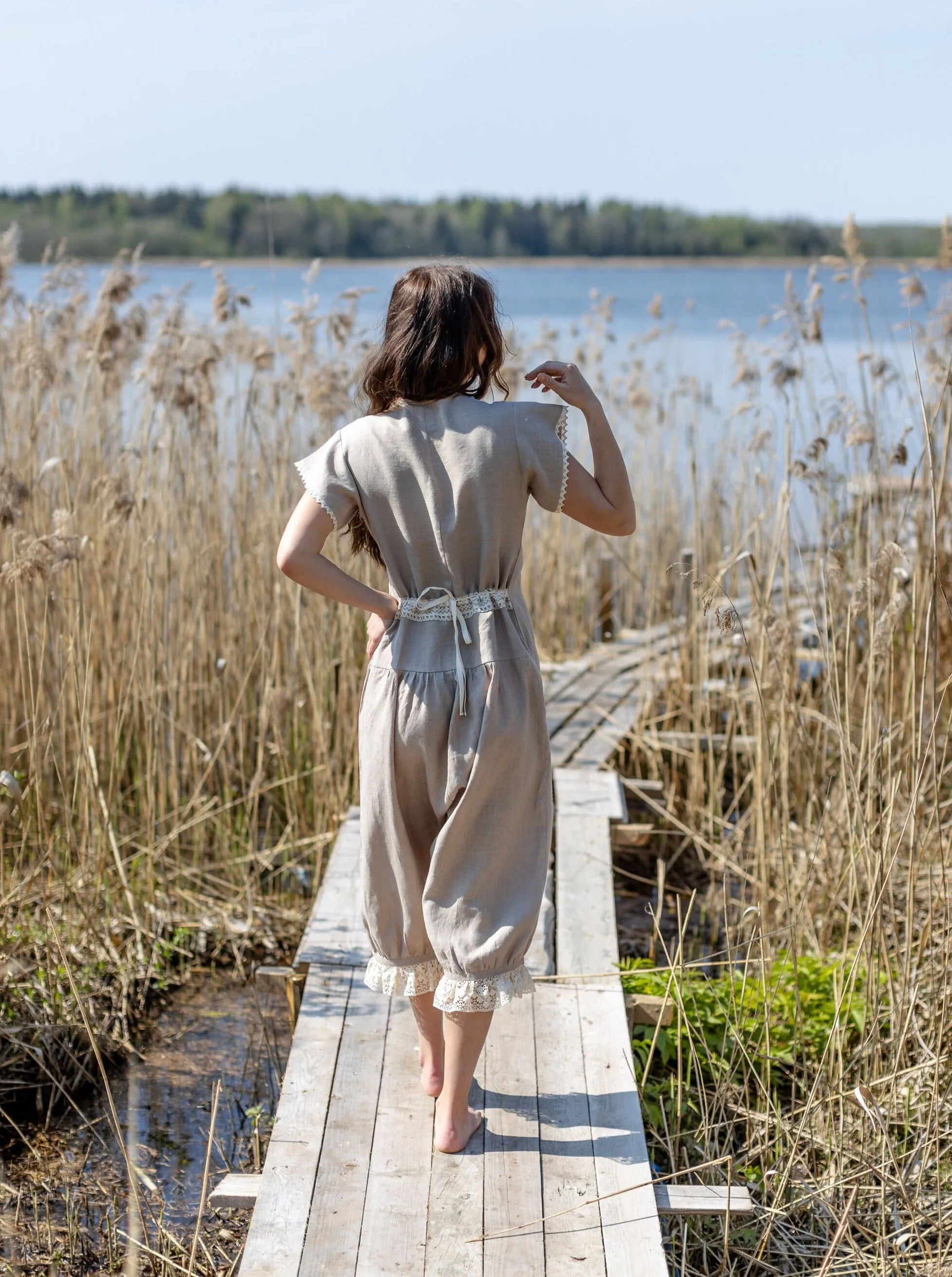 Duchess Morning - Victorian Inspired Onesie in Natural Linen