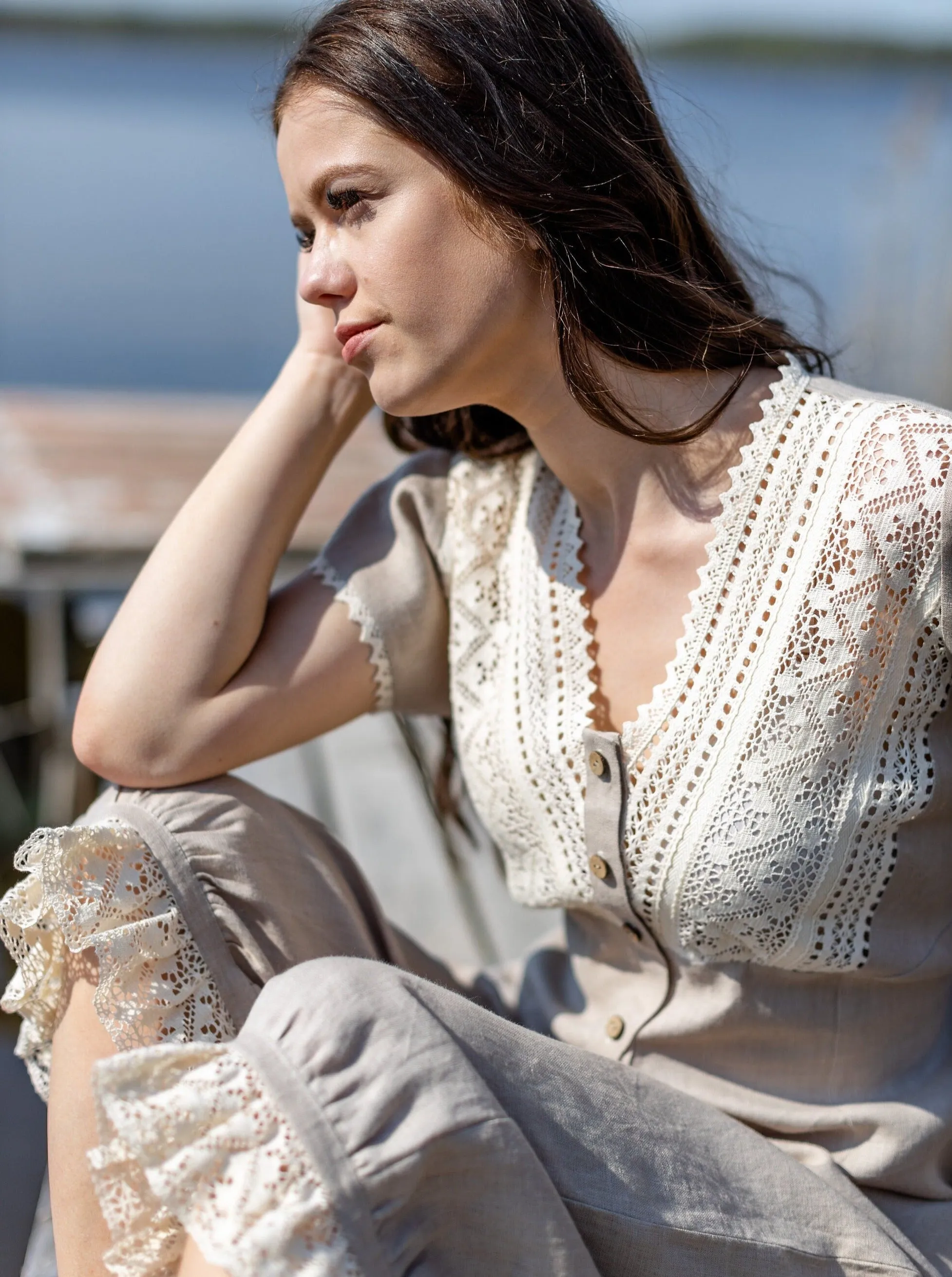 Duchess Morning - Victorian Inspired Onesie in Natural Linen