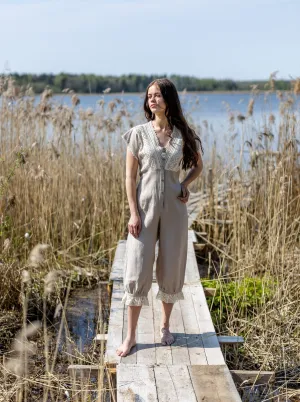 Duchess Morning - Victorian Inspired Onesie in Natural Linen