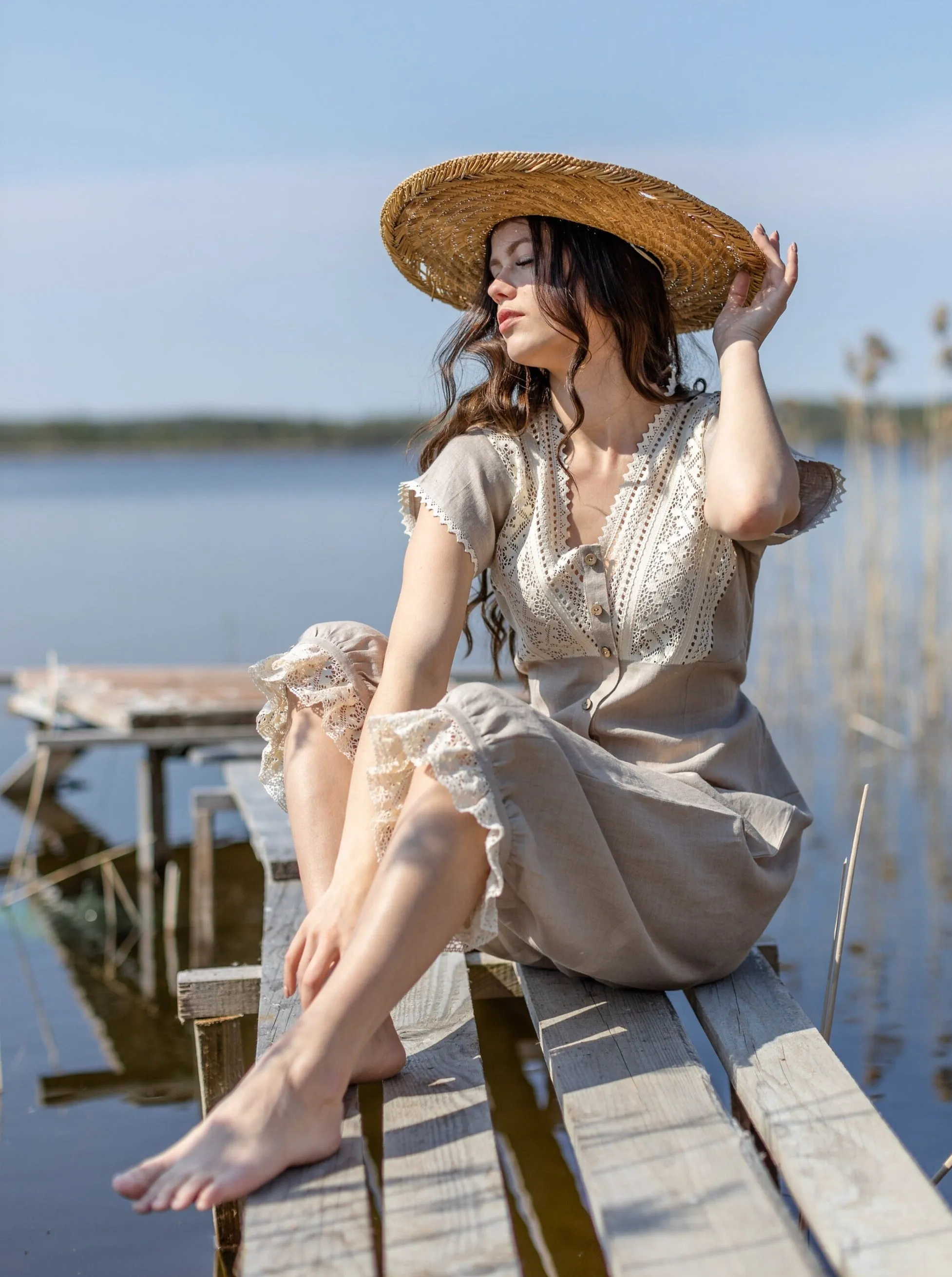 Duchess Morning - Victorian Inspired Onesie in Natural Linen