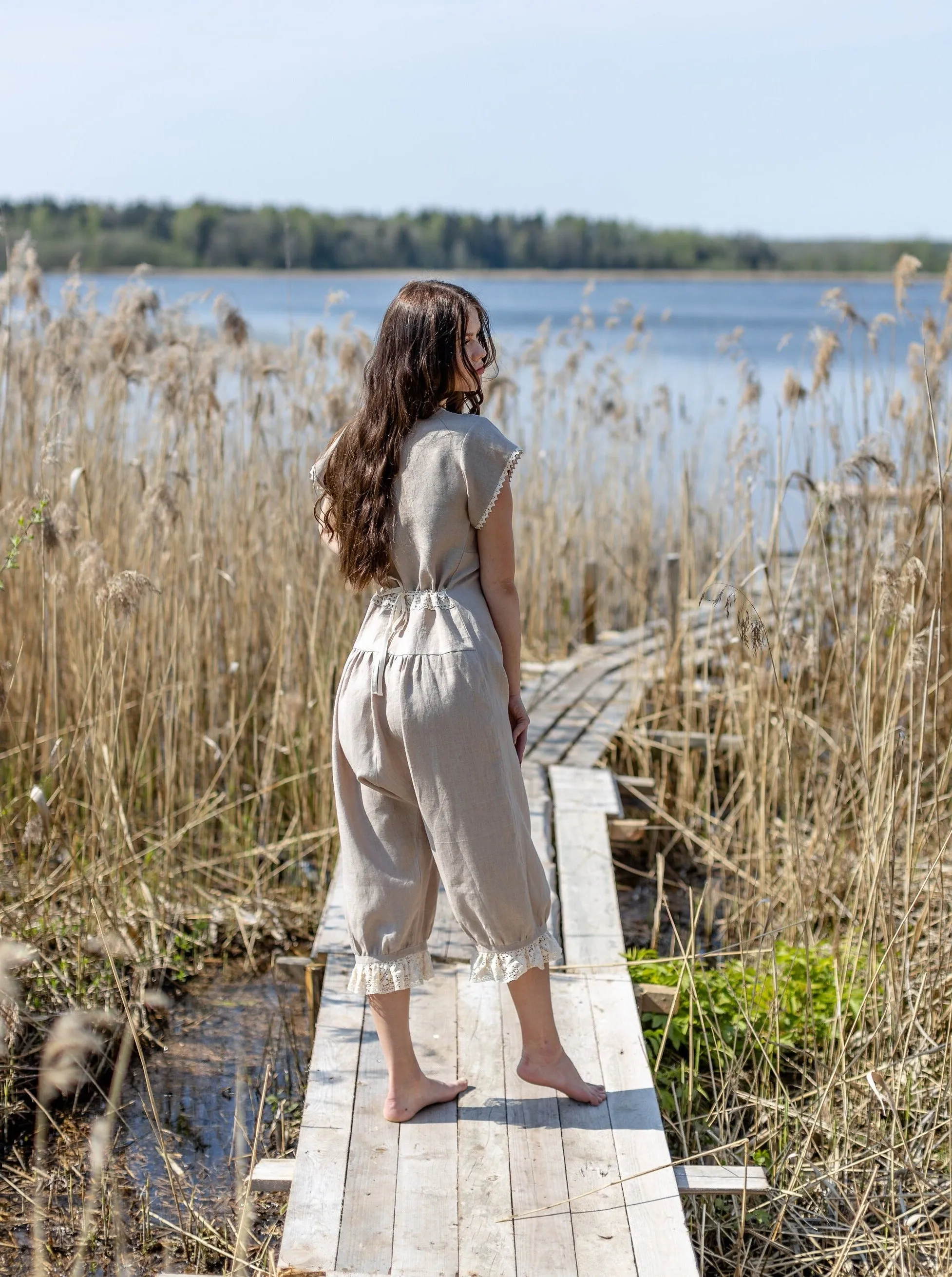Duchess Morning - Victorian Inspired Onesie in Natural Linen