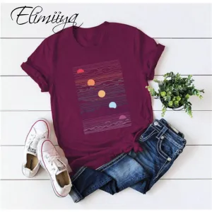 Elimiiy Abstract T shirt Women Oversized Print T-shirt Short Sleeve O-Neck  Womens clothing  Ladies Tops Tees 2020 Summer Top