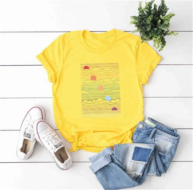 Elimiiy Abstract T shirt Women Oversized Print T-shirt Short Sleeve O-Neck  Womens clothing  Ladies Tops Tees 2020 Summer Top