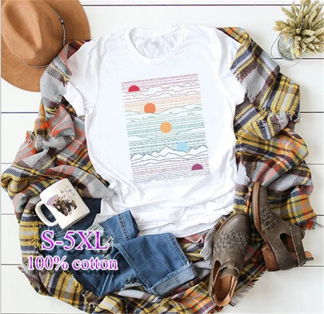 Elimiiy Abstract T shirt Women Oversized Print T-shirt Short Sleeve O-Neck  Womens clothing  Ladies Tops Tees 2020 Summer Top