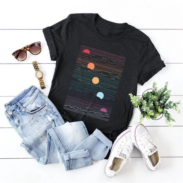 Elimiiy Abstract T shirt Women Oversized Print T-shirt Short Sleeve O-Neck  Womens clothing  Ladies Tops Tees 2020 Summer Top