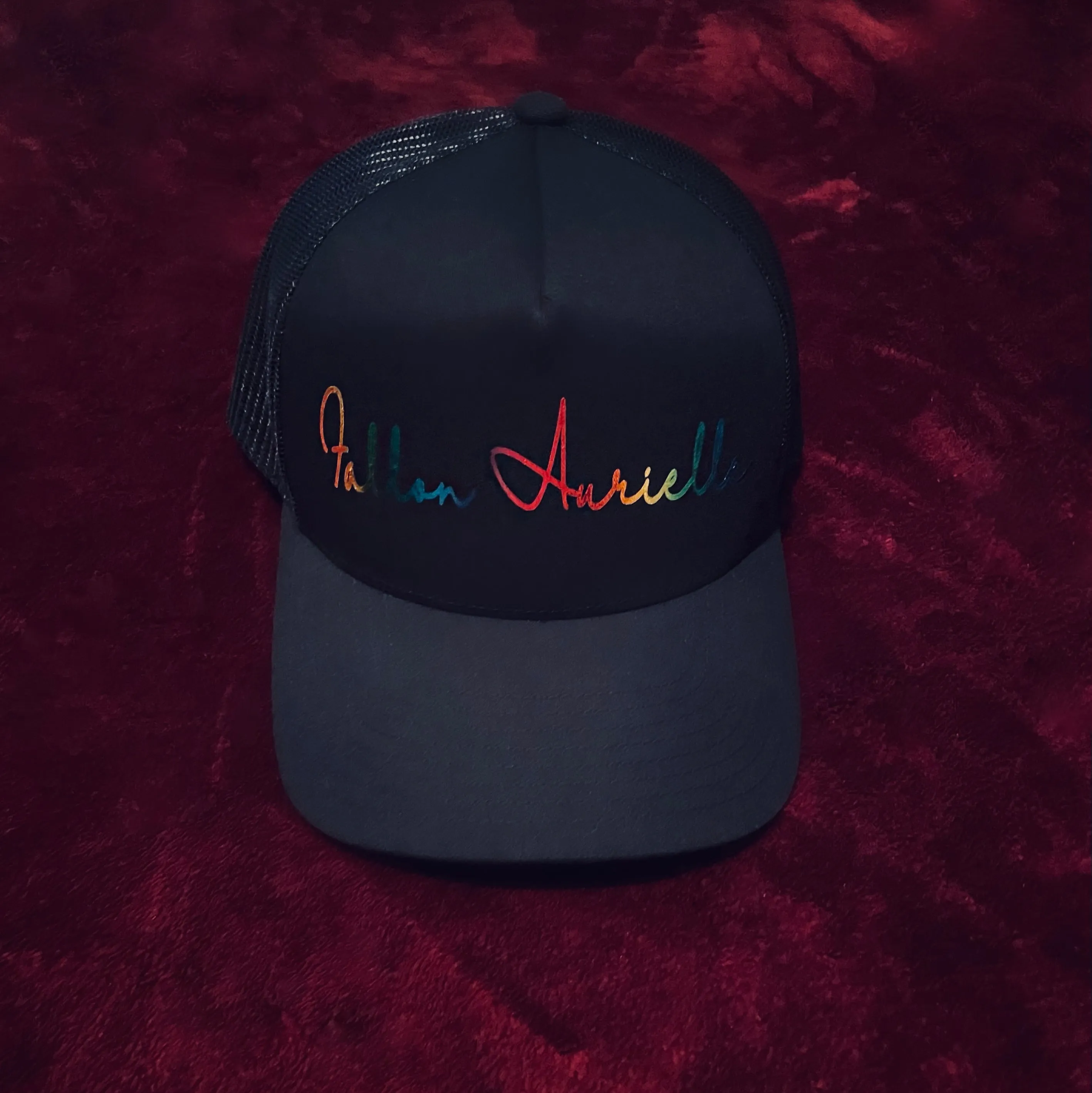 Fallon Aurielle Signature Trucker Snapback Hat (Black & Rainbow Multi)
