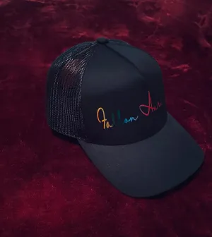 Fallon Aurielle Signature Trucker Snapback Hat (Black & Rainbow Multi)