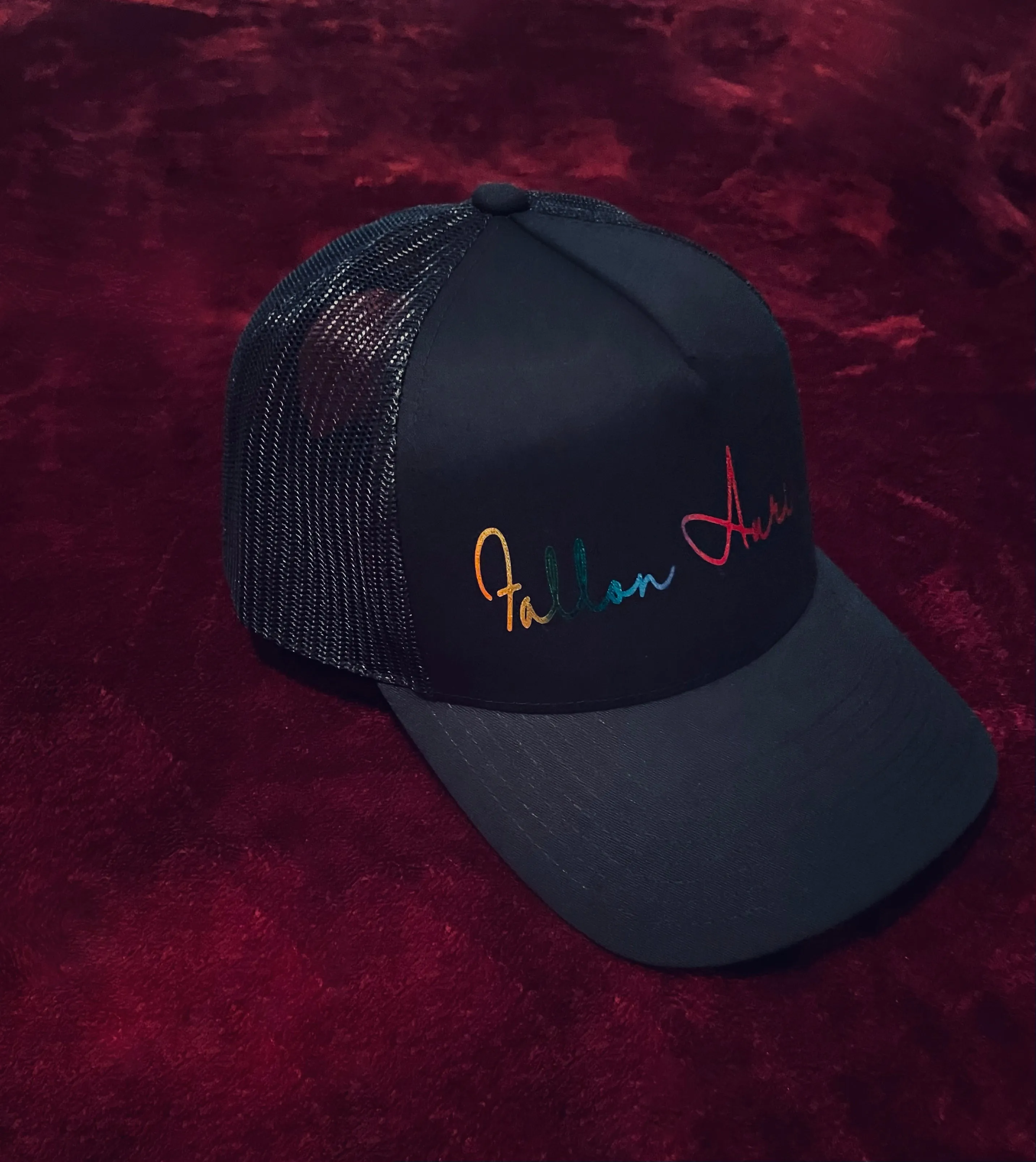 Fallon Aurielle Signature Trucker Snapback Hat (Black & Rainbow Multi)