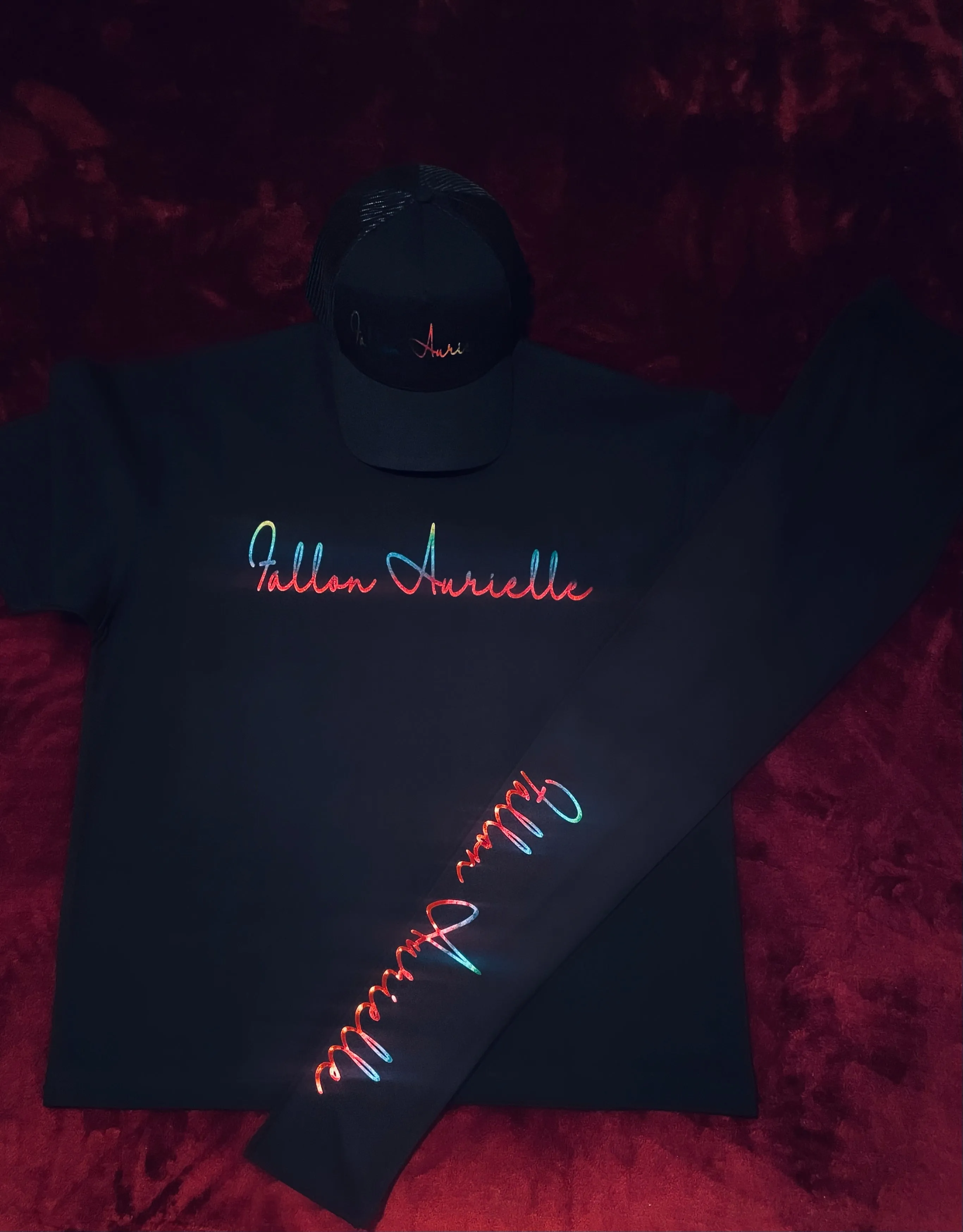 Fallon Aurielle Signature Trucker Snapback Hat (Black & Rainbow Multi)