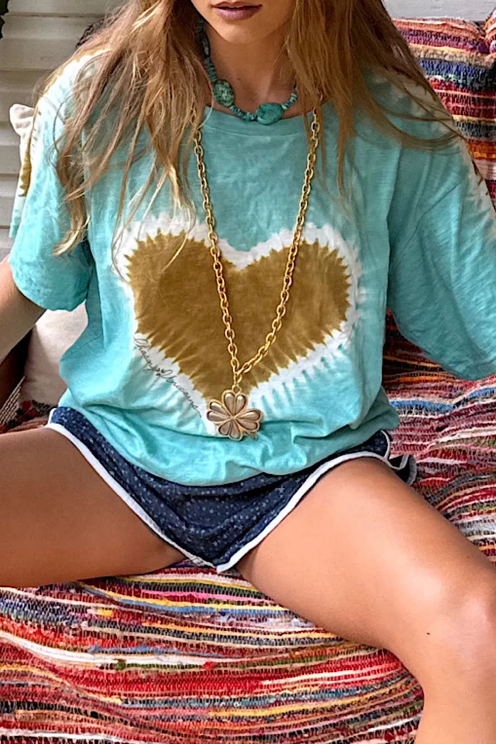 For The Love Cotton Tie Dye Tshirt -  turquoise