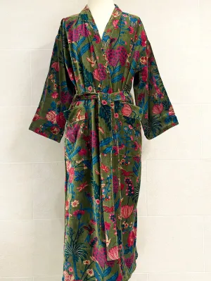 FOREST FLORAL VELVET ROBE