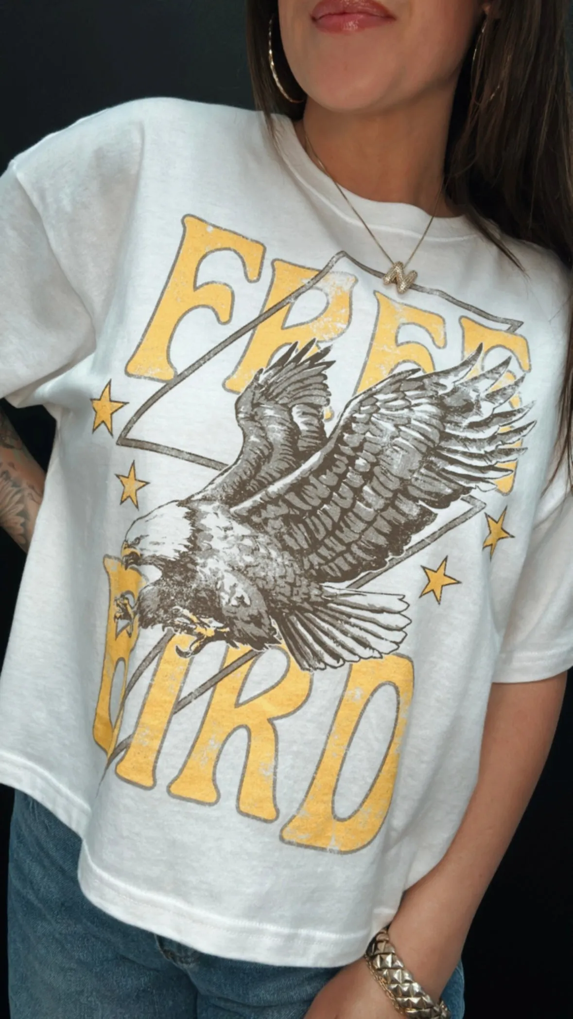 Free Bird Eagle Star Thunder Crop Tee