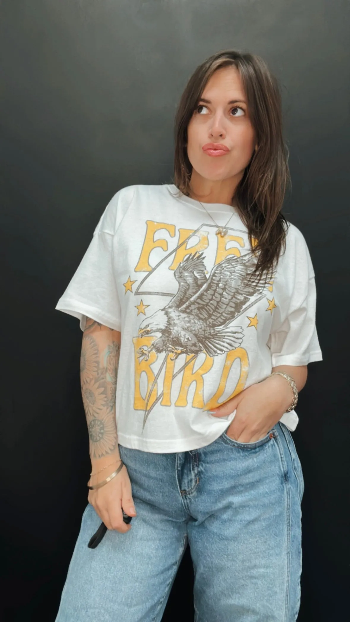 Free Bird Eagle Star Thunder Crop Tee
