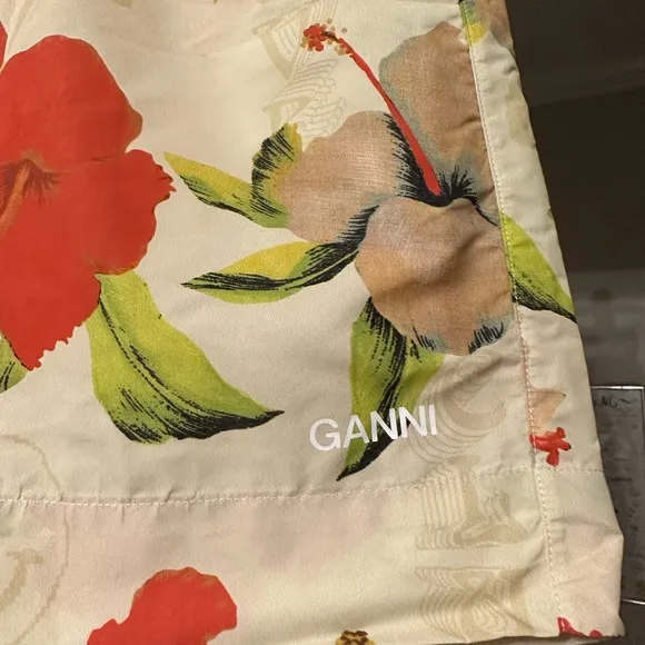 Ganni Floral Surfer Swim Shorts Sz 2 (US) NWT