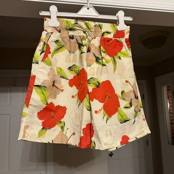 Ganni Floral Surfer Swim Shorts Sz 2 (US) NWT