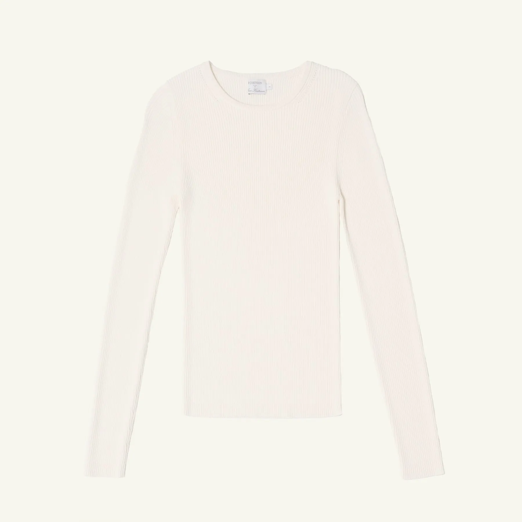 Georgia Rib Knit Long Sleeve Tee - Off White