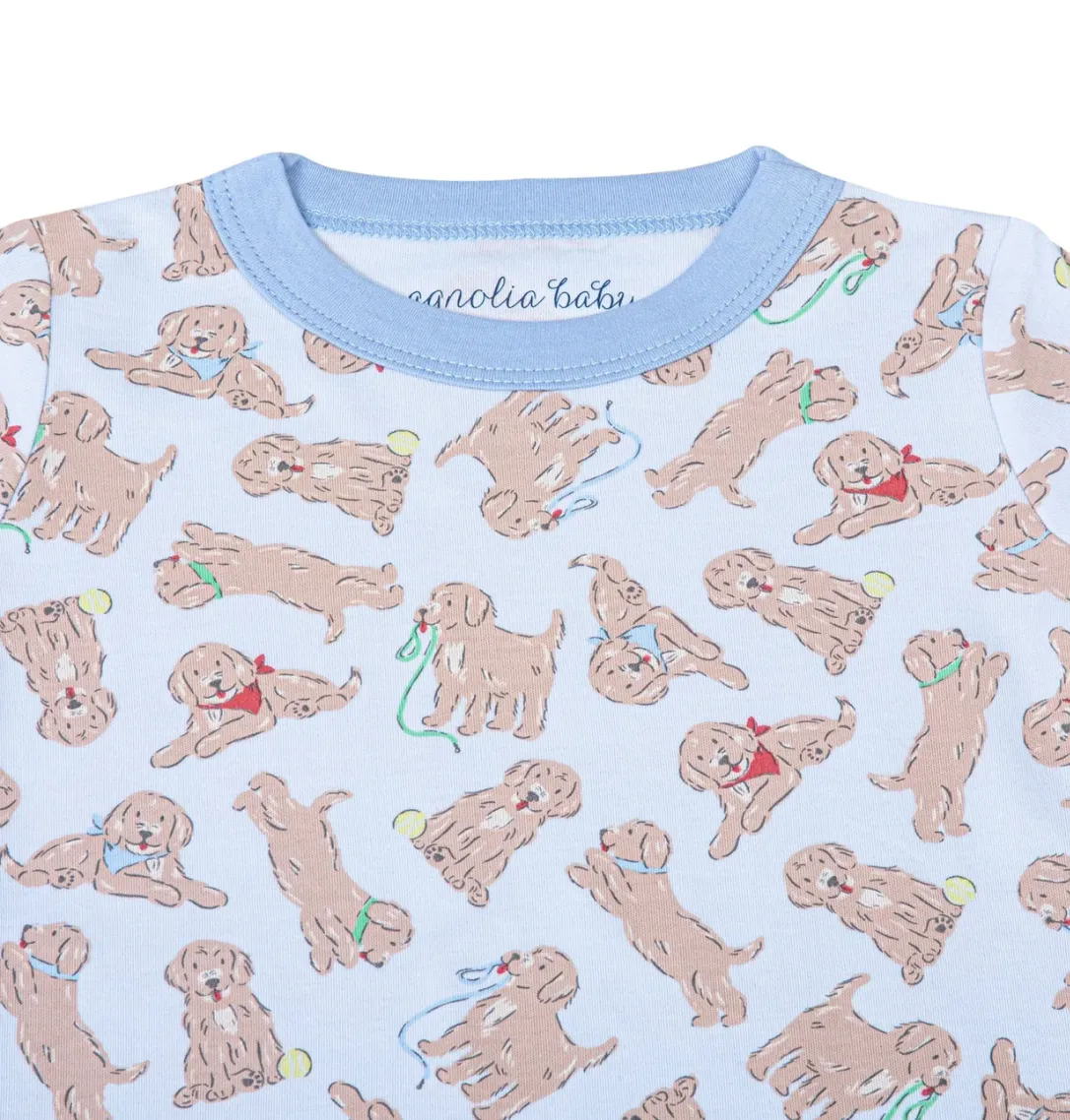Golden Pup Short Pajamas - Light Blue