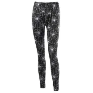 Halloween Fitted Leggings with Spider Web Print - Black M